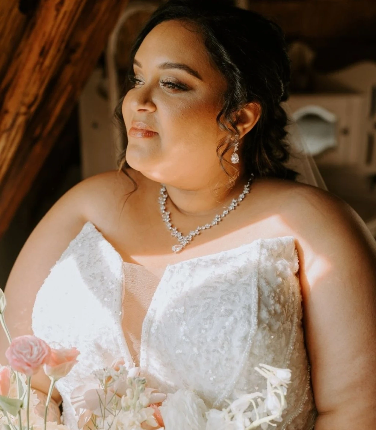 Model wearing a plus size dress